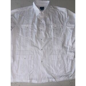 Vintage TropiCool Shirt Men's XL White Tropical Hawaiian 4 pocket tuxedo Wedding